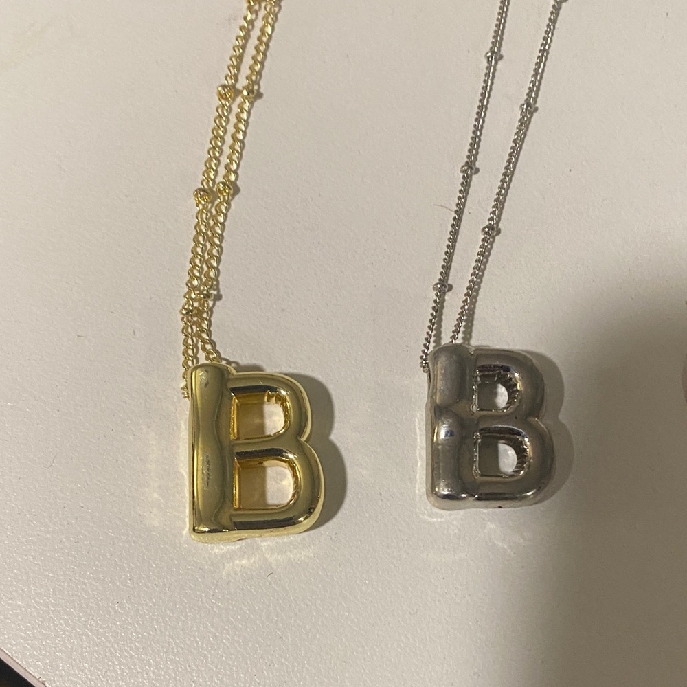Gold and Silver Initial 'B' Pendant Necklace bundle